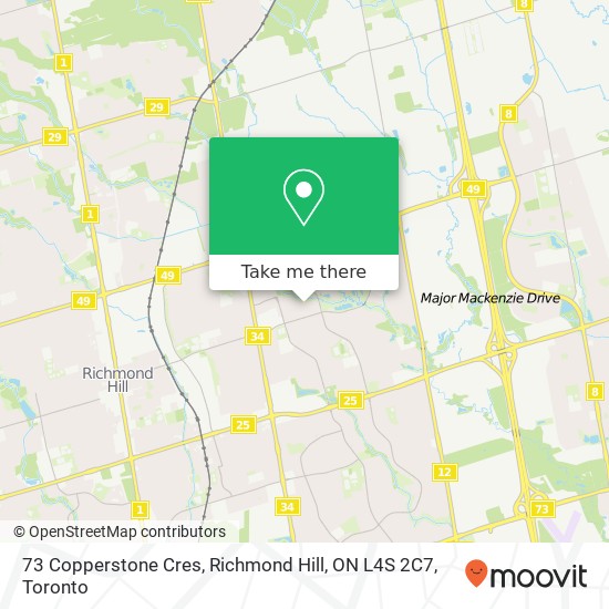 73 Copperstone Cres, Richmond Hill, ON L4S 2C7 map