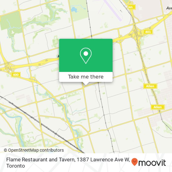 Flame Restaurant and Tavern, 1387 Lawrence Ave W map