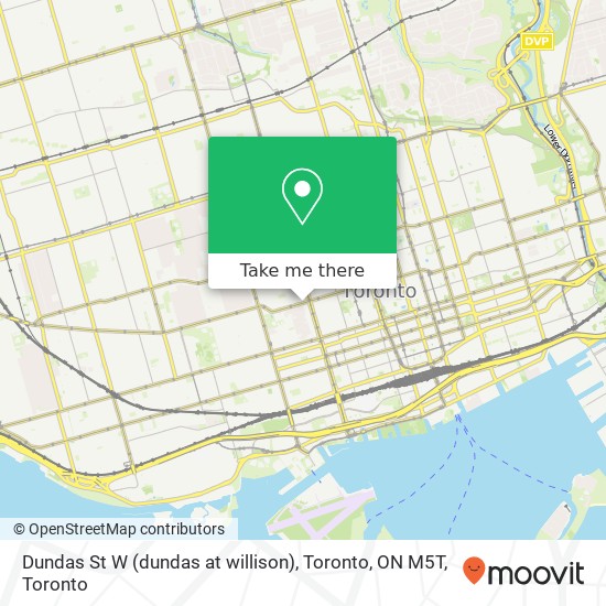 Dundas St W (dundas at willison), Toronto, ON M5T map