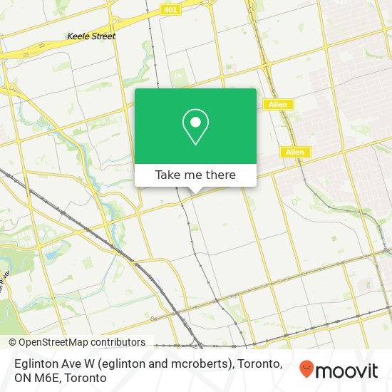 Eglinton Ave W (eglinton and mcroberts), Toronto, ON M6E map