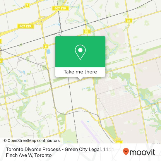 Toronto Divorce Process - Green City Legal, 1111 Finch Ave W map