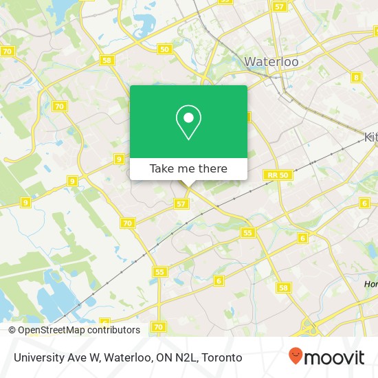University Ave W, Waterloo, ON N2L map
