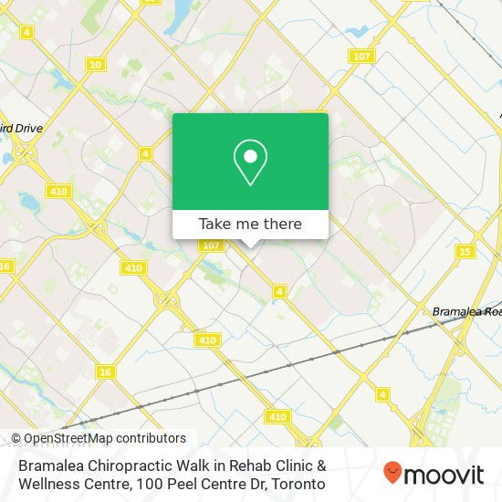 Bramalea Chiropractic Walk in Rehab Clinic & Wellness Centre, 100 Peel Centre Dr map