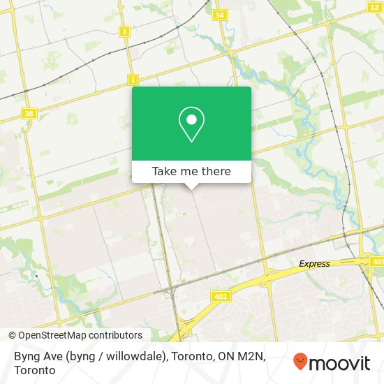 Byng Ave (byng / willowdale), Toronto, ON M2N map