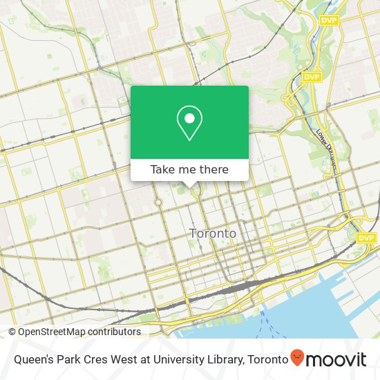 Queen's Park Cres West at University Library map