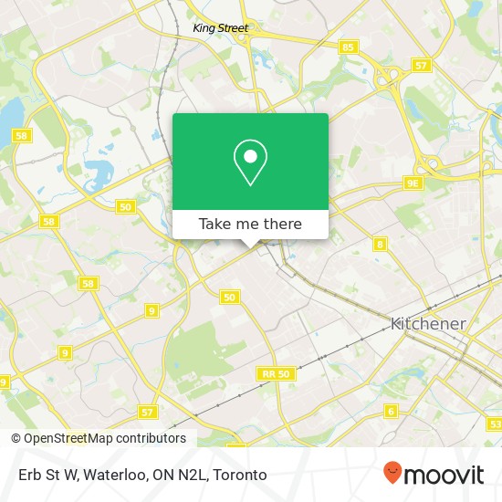 Erb St W, Waterloo, ON N2L map