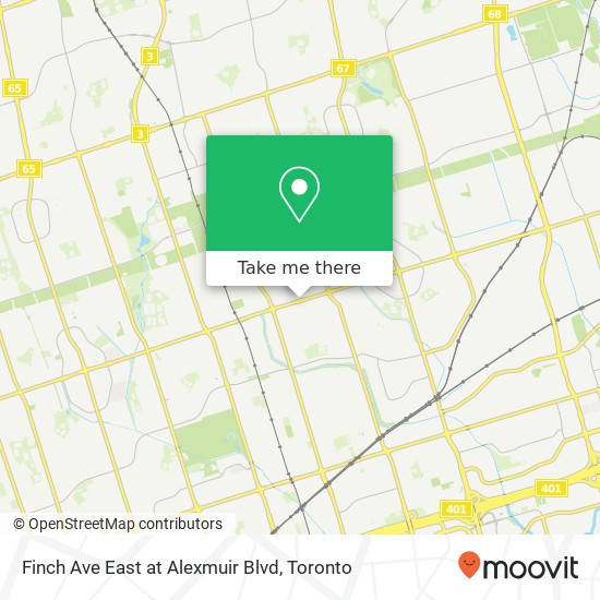 Finch Ave East at Alexmuir Blvd map