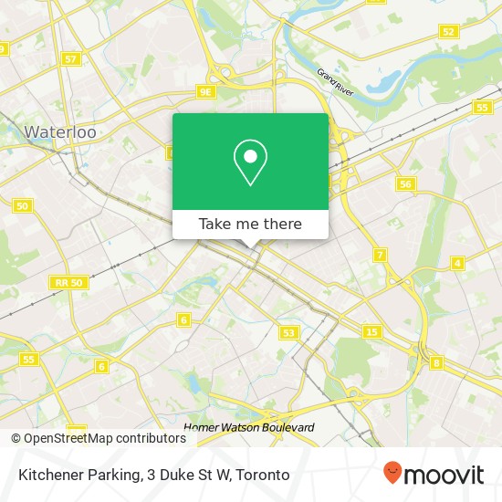 Kitchener Parking, 3 Duke St W map