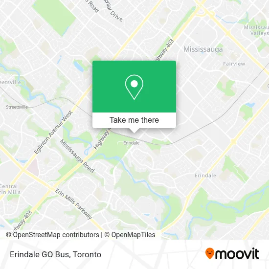 Erindale GO Bus map
