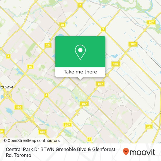 Central Park Dr BTWN Grenoble Blvd & Glenforest Rd map