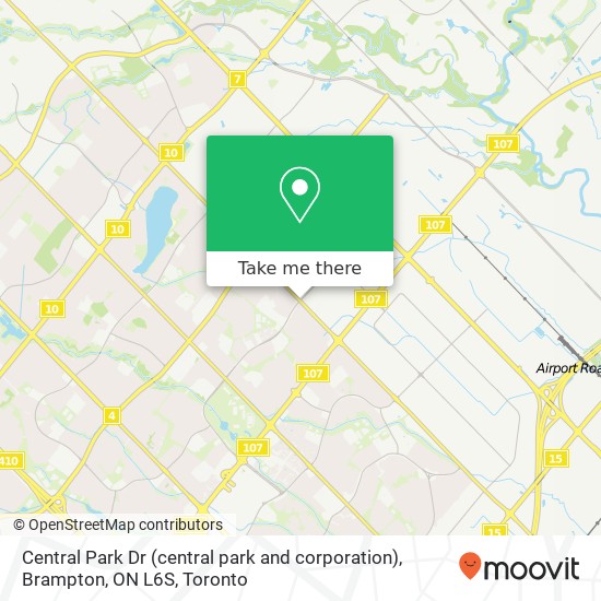 Central Park Dr (central park and corporation), Brampton, ON L6S map