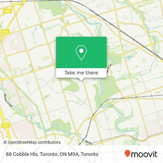 88 Cobble Hls, Toronto, ON M9A map