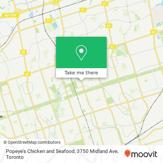 Popeye's Chicken and Seafood, 3750 Midland Ave map