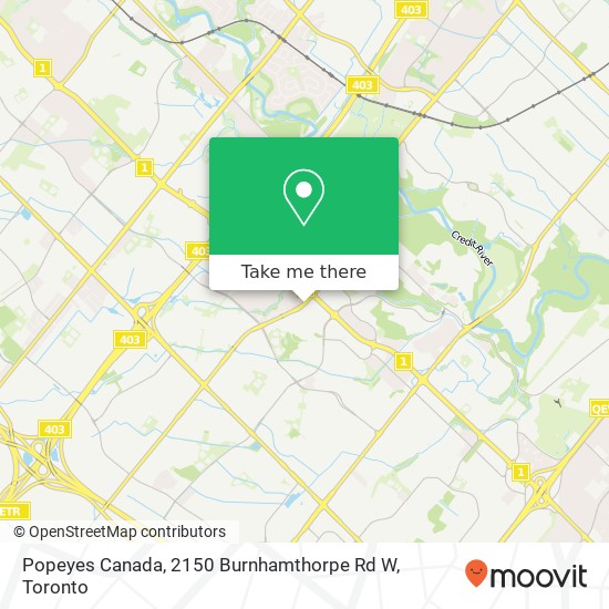 Popeyes Canada, 2150 Burnhamthorpe Rd W map