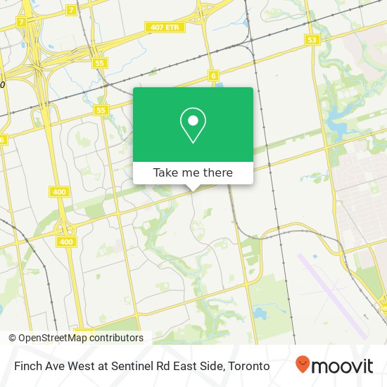 Finch Ave West at Sentinel Rd East Side map