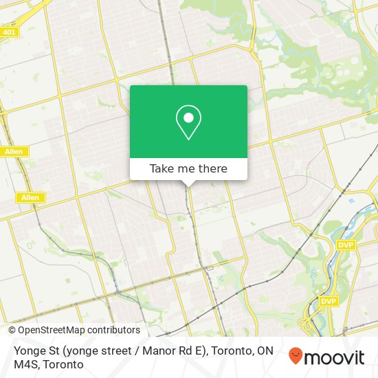 Yonge St (yonge street / Manor Rd E), Toronto, ON M4S map