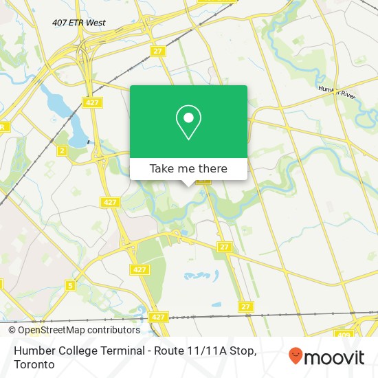 Humber College Terminal - Route 11 / 11A Stop plan