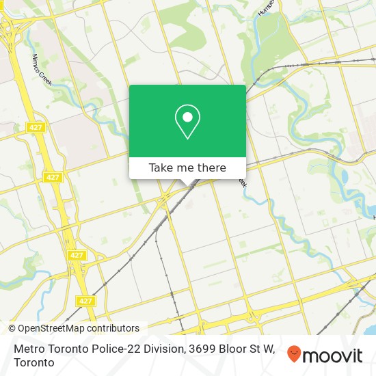 Metro Toronto Police-22 Division, 3699 Bloor St W map