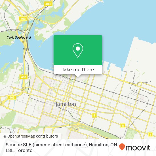 Simcoe St E (simcoe street catharine), Hamilton, ON L8L map