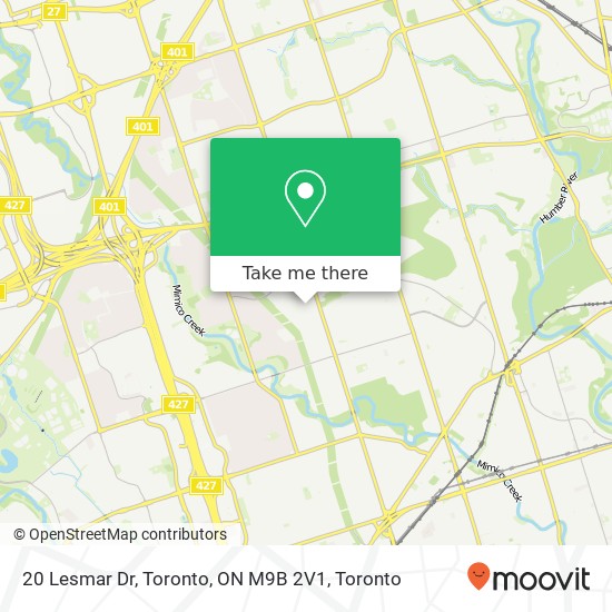 20 Lesmar Dr, Toronto, ON M9B 2V1 map