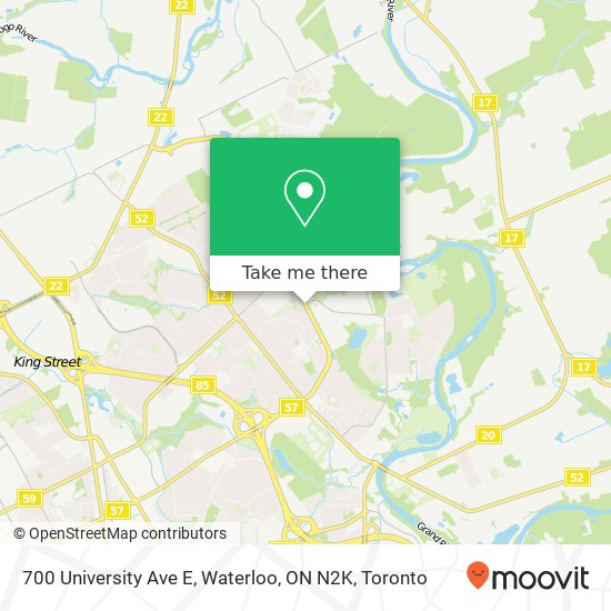 700 University Ave E, Waterloo, ON N2K map