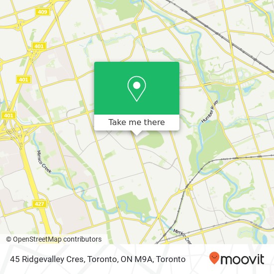 45 Ridgevalley Cres, Toronto, ON M9A map