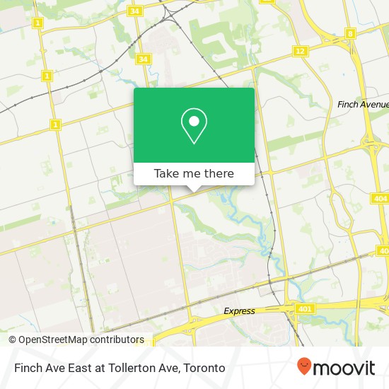 Finch Ave East at Tollerton Ave map