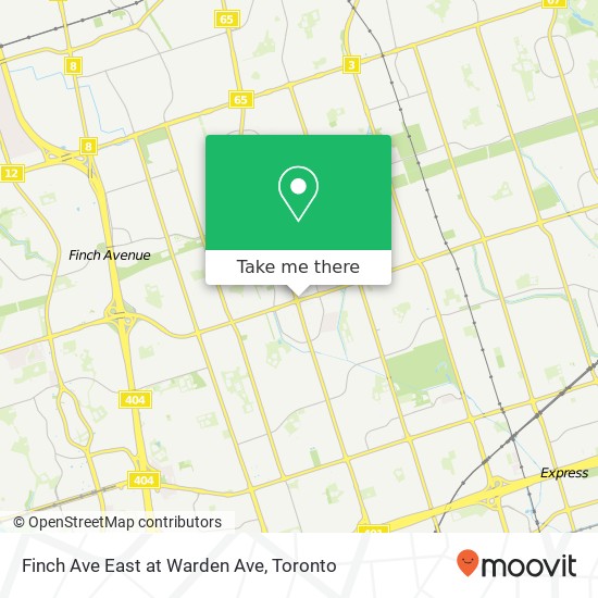 Finch Ave East at Warden Ave map