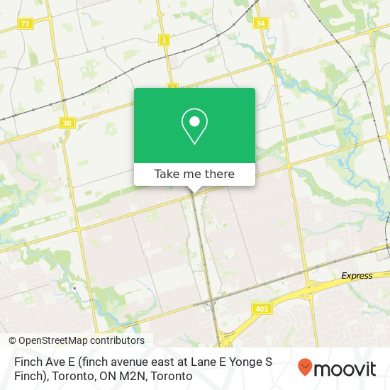 Finch Ave E (finch avenue east at Lane E Yonge S Finch), Toronto, ON M2N map