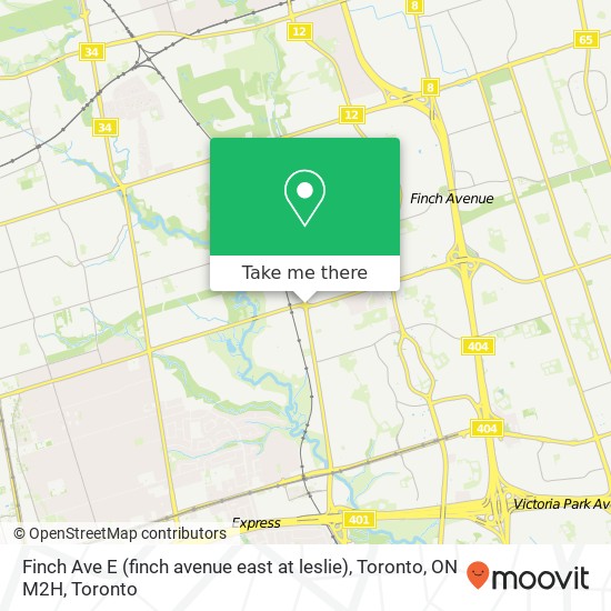 Finch Ave E (finch avenue east at leslie), Toronto, ON M2H map