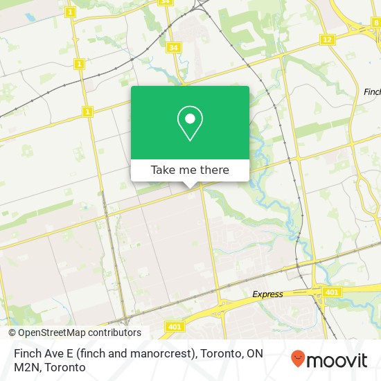 Finch Ave E (finch and manorcrest), Toronto, ON M2N map