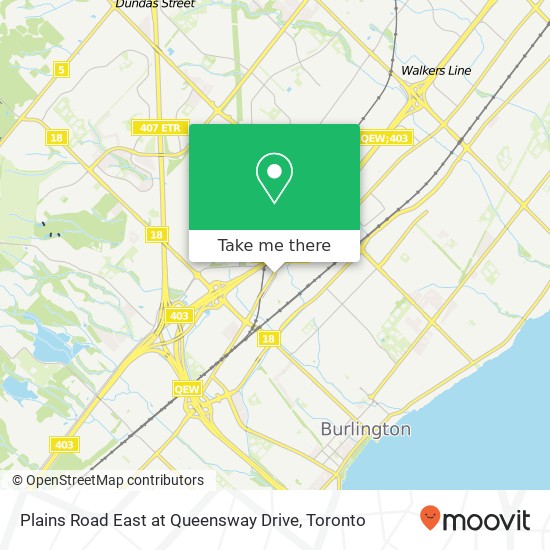 Plains Road East at Queensway Drive map