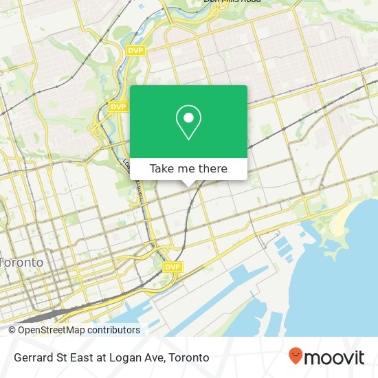 Gerrard St East at Logan Ave map
