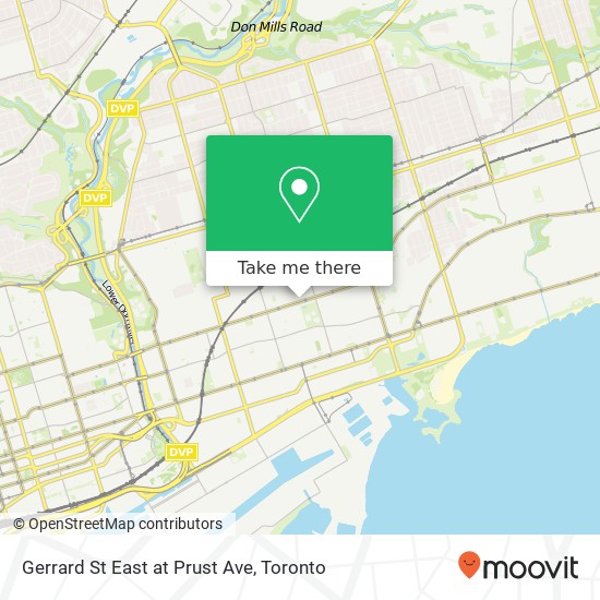 Gerrard St East at Prust Ave map