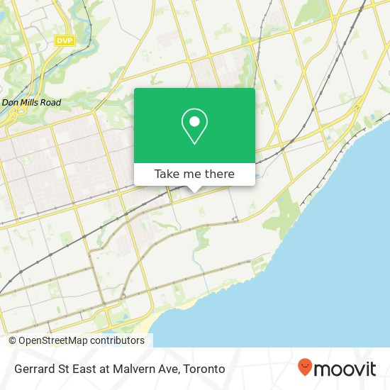 Gerrard St East at Malvern Ave map