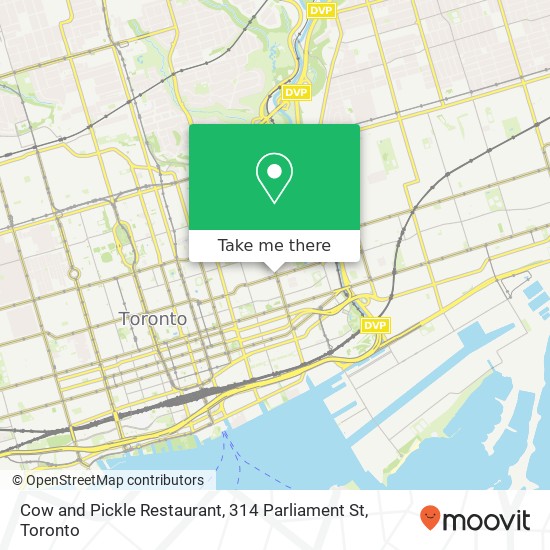 Cow and Pickle Restaurant, 314 Parliament St map