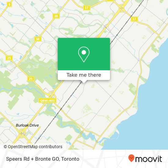 Speers Rd + Bronte GO map
