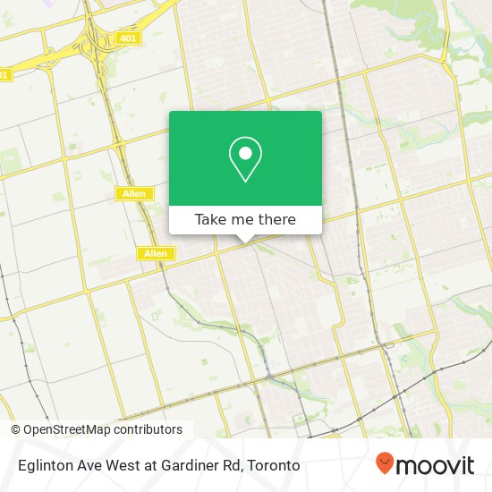 Eglinton Ave West at Gardiner Rd map