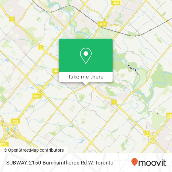 SUBWAY, 2150 Burnhamthorpe Rd W map