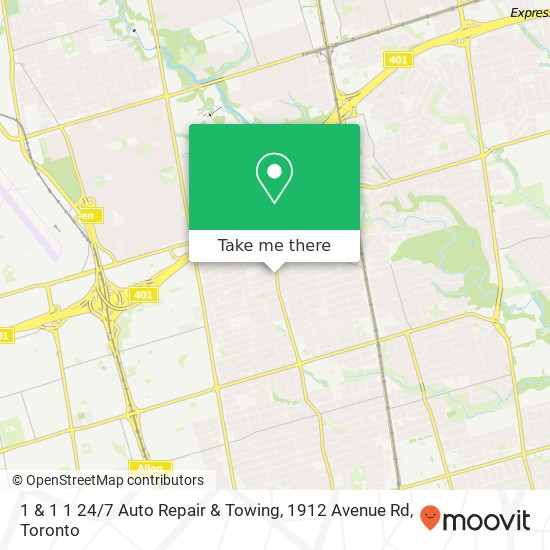 1 & 1 1 24 / 7 Auto Repair & Towing, 1912 Avenue Rd map