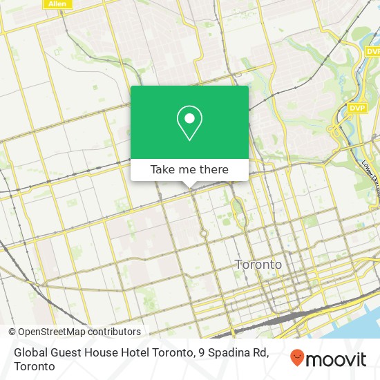 Global Guest House Hotel Toronto, 9 Spadina Rd map