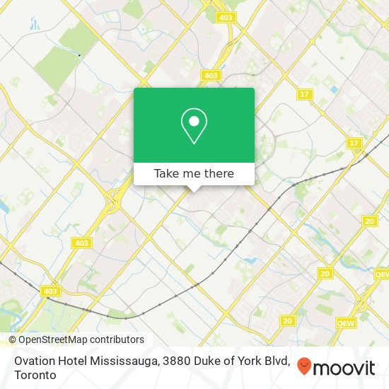 Ovation Hotel Mississauga, 3880 Duke of York Blvd map