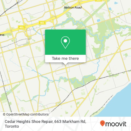 Cedar Heights Shoe Repair, 663 Markham Rd map