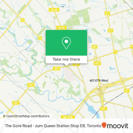 The Gore Road - zum Queen Station Stop EB map