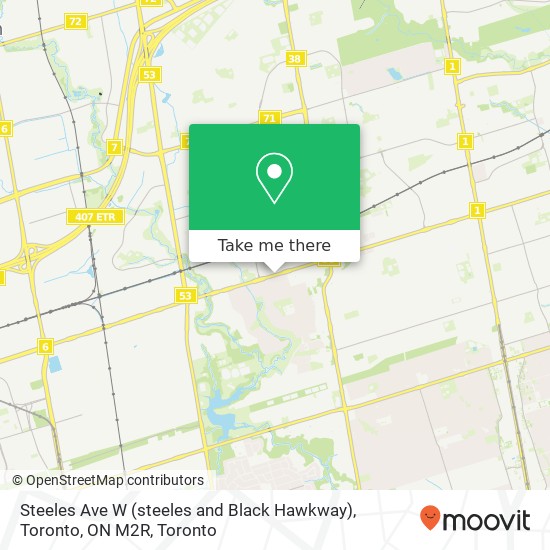 Steeles Ave W (steeles and Black Hawkway), Toronto, ON M2R map