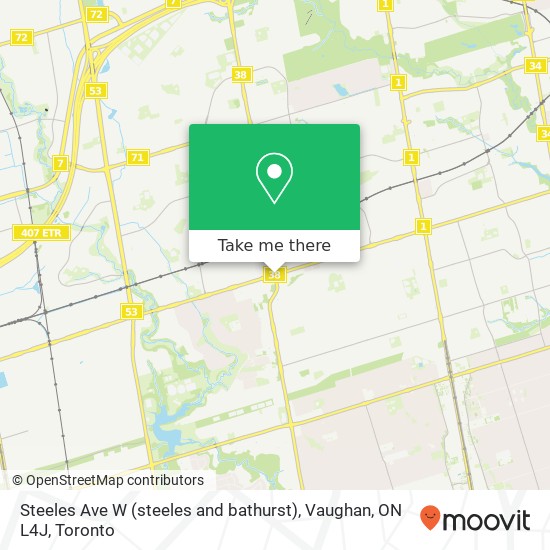 Steeles Ave W (steeles and bathurst), Vaughan, ON L4J map