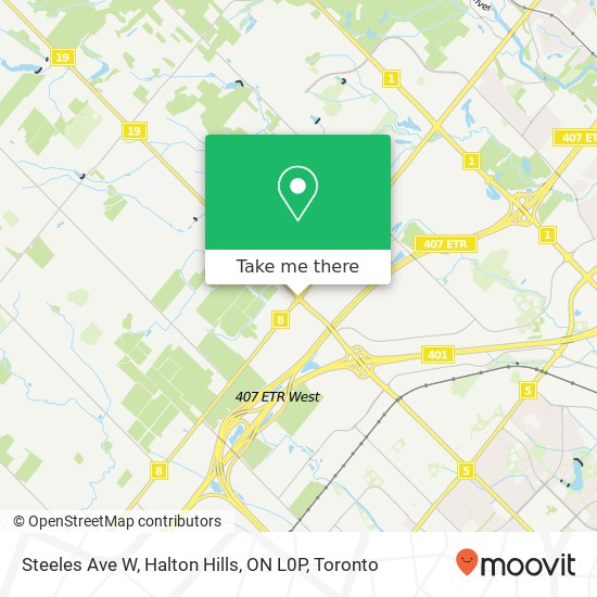 Steeles Ave W, Halton Hills, ON L0P map