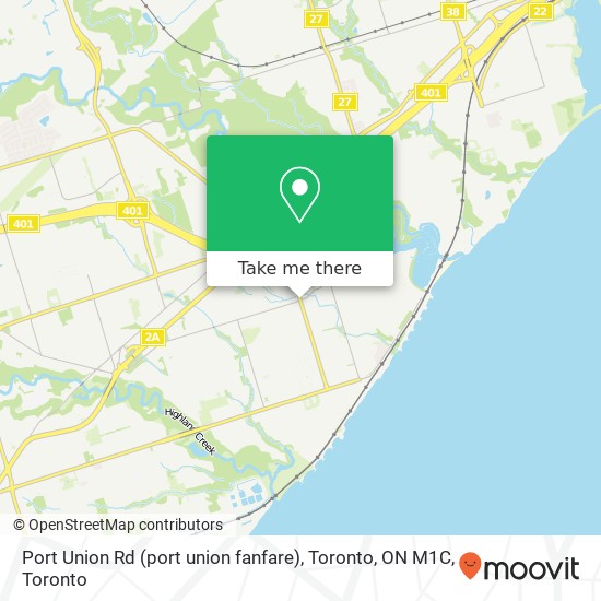 Port Union Rd (port union fanfare), Toronto, ON M1C map