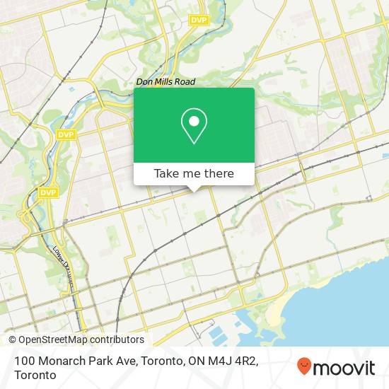 100 Monarch Park Ave, Toronto, ON M4J 4R2 map