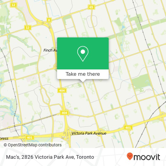 Mac's, 2826 Victoria Park Ave map